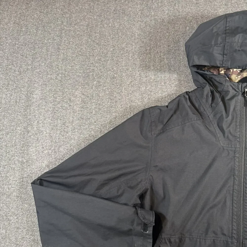 The North Face Millerton Jacket Mens Large Black Hooded Camo Lined Rain Coat
